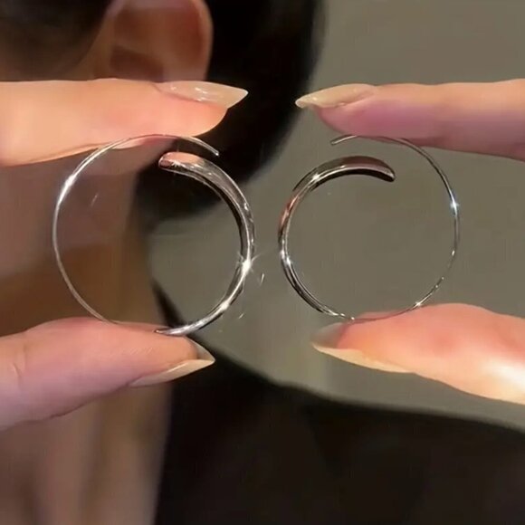 Silver Tone Spiral Earrings in Silver #1241silver - Picture 7 of 11